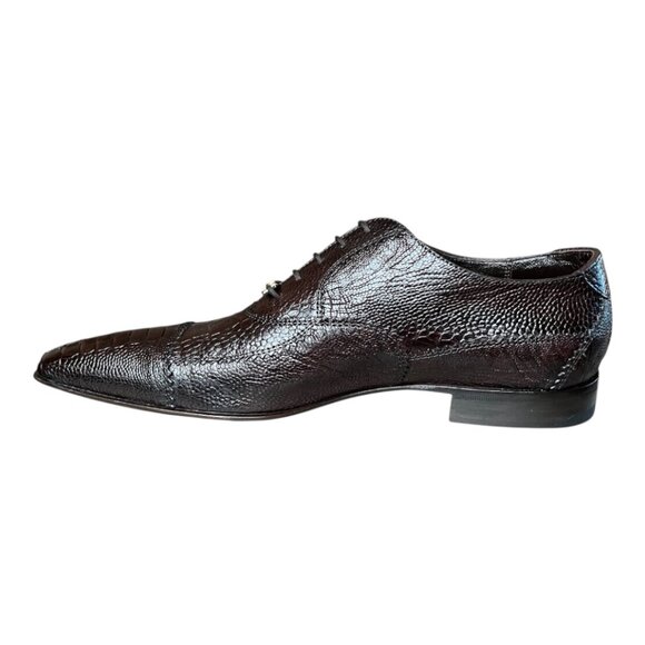 CESARE PACIOTTI LUXURIOUS BROWN GENUINE OSTRICH OXFORDS ITALIAN DESIGNER SHOES main image 4